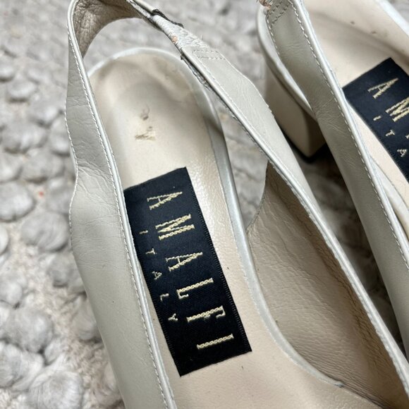 Women's AMALFI ITALY Size 5 Vintage Square Toe Ivory Close Toe Heel Shoe - Picture 5 of 16